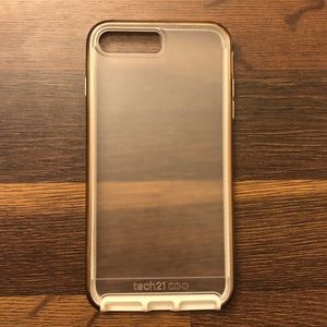 Tech 21 iPhone 8plus Clear Case with Gold Trim